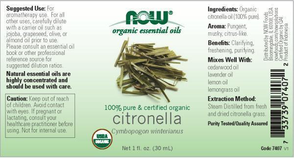Now Foods - Aceite Esencial de Citronela Orgánico 30ml