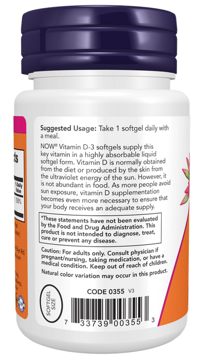 Now Foods - Suplemento Alimenticio de  Vitamin D3 30 Geles