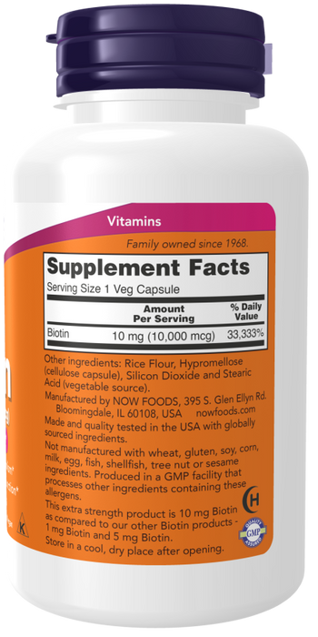 Now Foods - Suplemento Alimenticio de Biotina 120 Capsulas