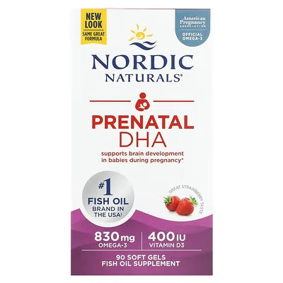 Nordic Naturals - Suplemento d DHA Prenatal sabor Fresa cont 90 caps