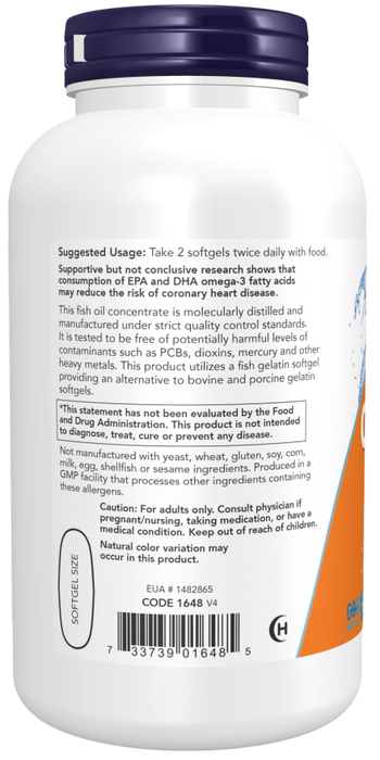 Now Foods - Suplemento de Omega 3 Cont. 200 Capsulas de 1000mg