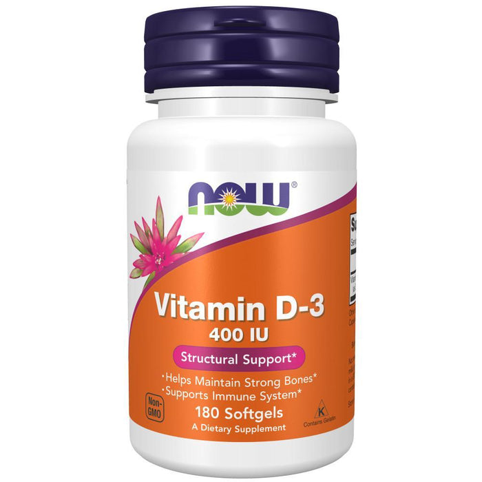 Now Foods - Vitamina D3 (400 IU) - 180 Cápsulas