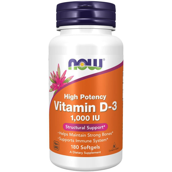 Now Foods - Vitamina D3 (1000 IU) - 180 Cápsulas