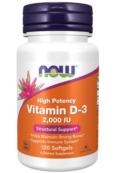 Now Foods - Vitamina D3 Alta Potencia 2000 IU - 120 Cápsulas