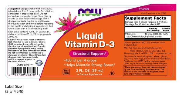 Now Foods - Vitamina D3 Líquida 59ml