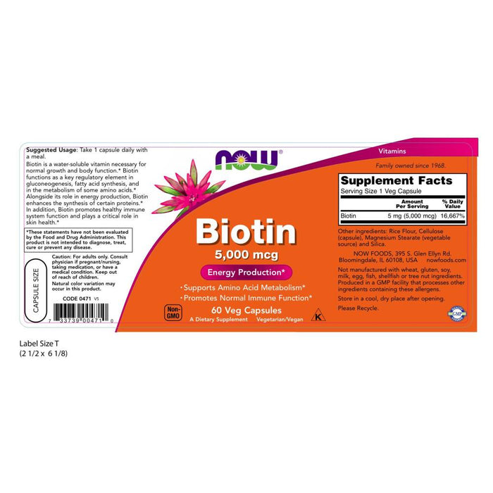 Now Foods - Biotina 5000mg - 60 Cápsulas