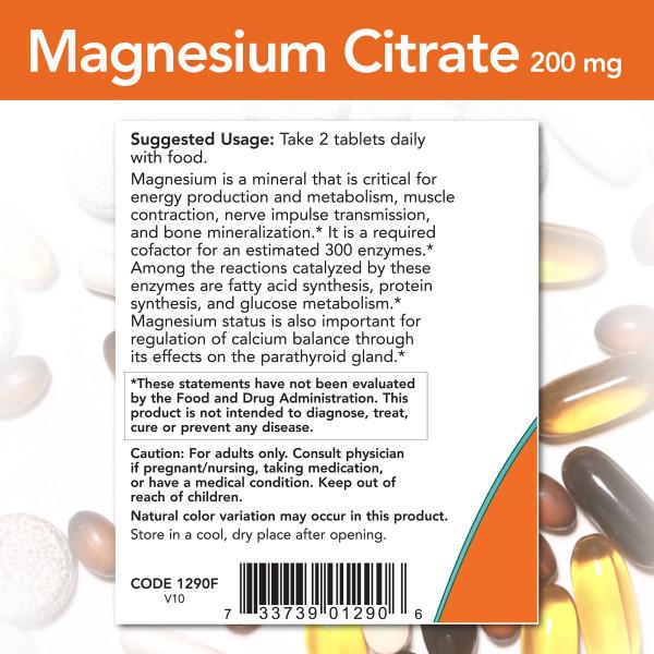 Now Foods - Citrato de Magnesio 200mg - 100 Tabletas