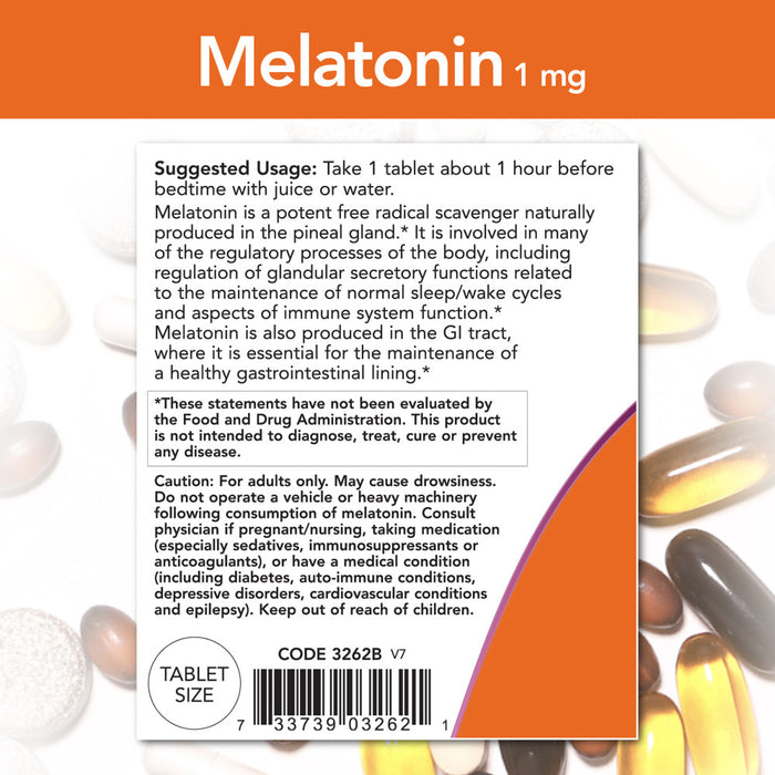 Now Foods - Melatonina - 1mg - 100 Tabletas
