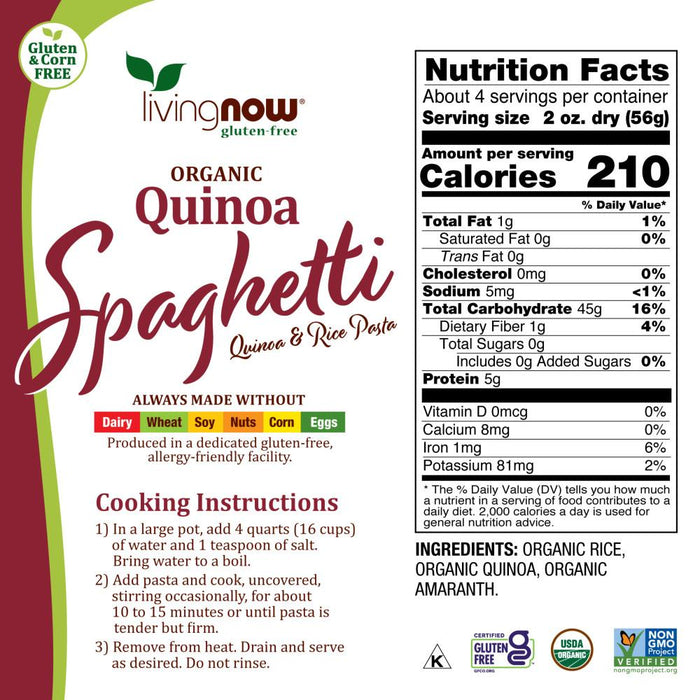 Now Foods - Pasta de Quinoa y Arroz tipo Spaghetti Orgánica 227g