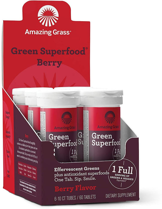 Amazing Grass - Tabletas Antioxidante Sabor Bayas - 10 Tabletas Efervescentes (6 Pack)