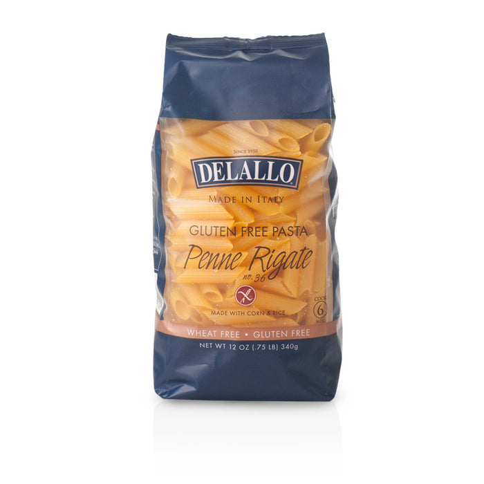 Delallo - Pasta de Maíz y Arroz Integral tipo Penne Libre de Gluten #36 340g