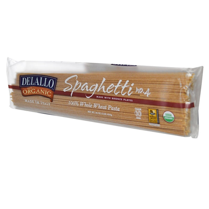 Delallo - Pasta de Sémola Integral Orgánica tipo Spaghetti #4 454g