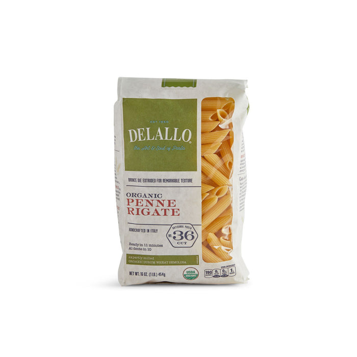 Delallo - Pasta de Sémola Orgánica tipo Penne Rigate #36 454g