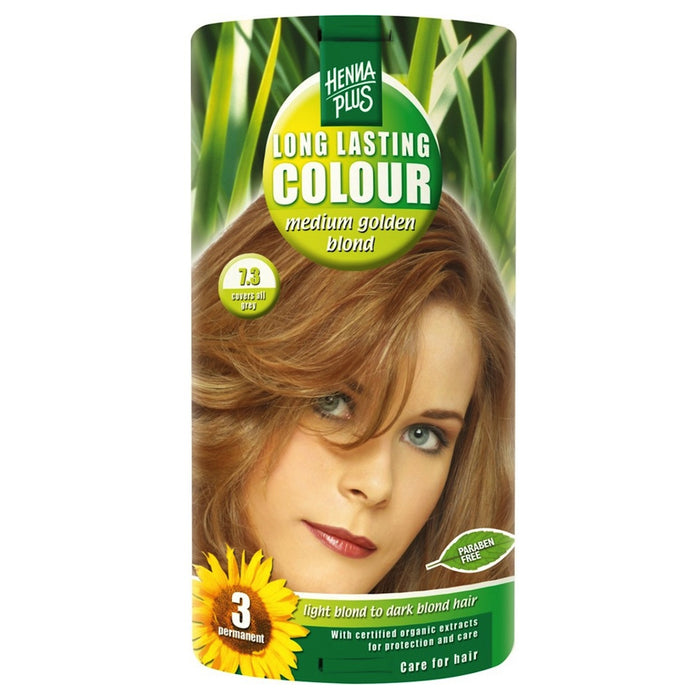 HENNA PLUS -  Tinte para Cabello de Larga Duración Color Rubio Dorado Medio 100ml