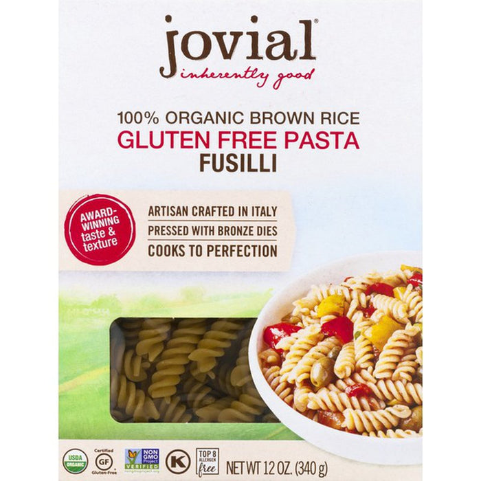 Jovial - Pasta Fusilli de Arroz Integral Libre de Gluten Orgánica 340g