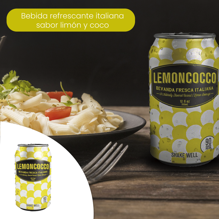 Lemoncocco - Bebida Refrescante Italiana Sabor Limón y Coco 24 pack 355ml c/u