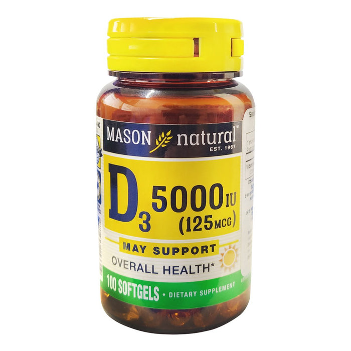 Mason Natural - Vitamina D3 (5000 IU) - 100 Cápsulas