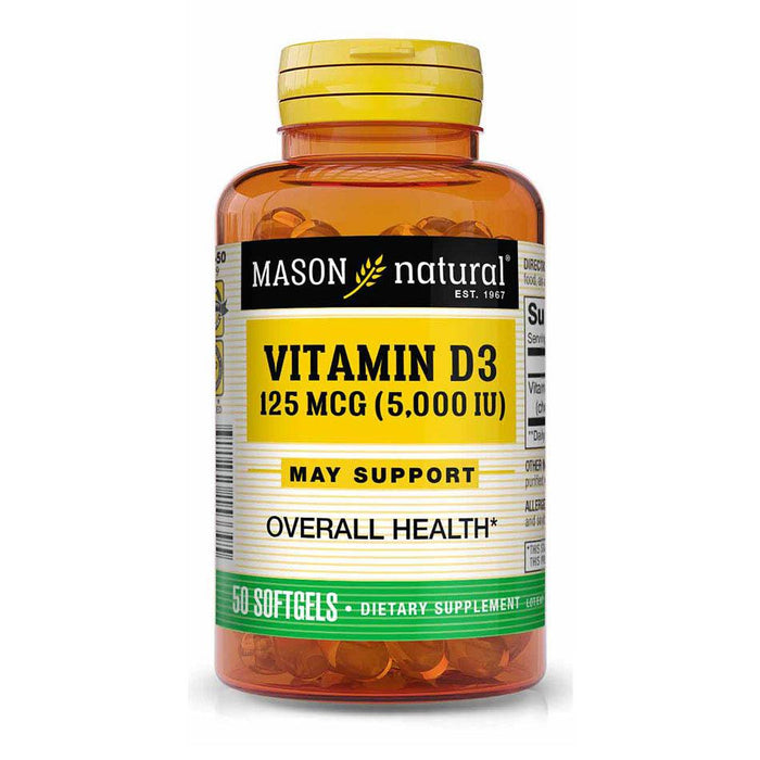 Mason Natural - Vitamina D3 125 mcg (5000 IU) - 50 Cápsulas