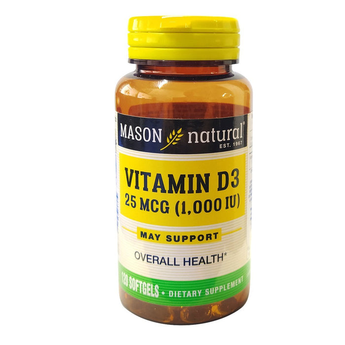 Mason Natural - Vitamina D3 (1000 IU) - 120 Cápsulas