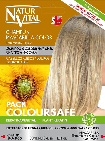 NaturVital - Tratamiento Capilar (Shampoo 10ml y Mascarilla 30ml) Cabellos Color Rubio