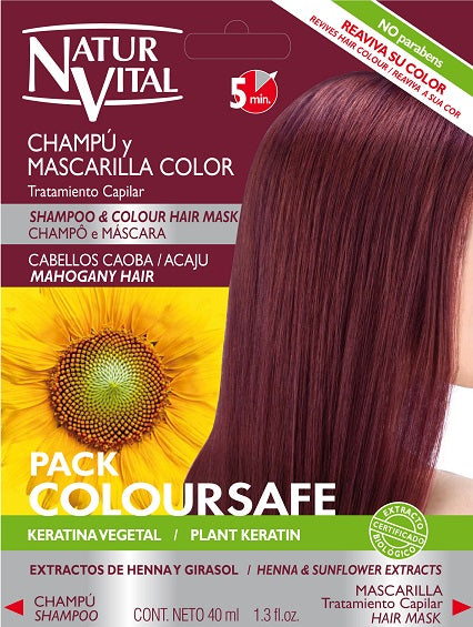 NaturVital - Tratamiento Capilar (Shampoo 10ml y Mascarilla 30ml) Cabellos Color Caoba
