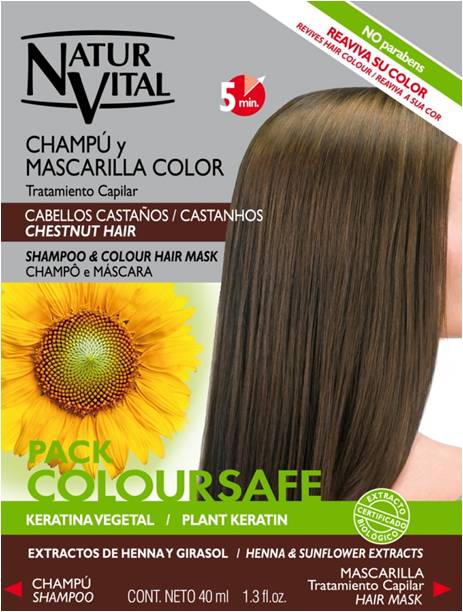 NaturVital - Tratamiento Capilar (Shampoo 10ml y Mascarilla 30ml) Cabellos Color Castaño