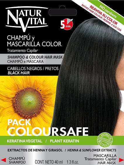 NaturVital - Tratamiento Capilar (Shampoo 10ml y Mascarilla 30ml) Cabellos Color Negro