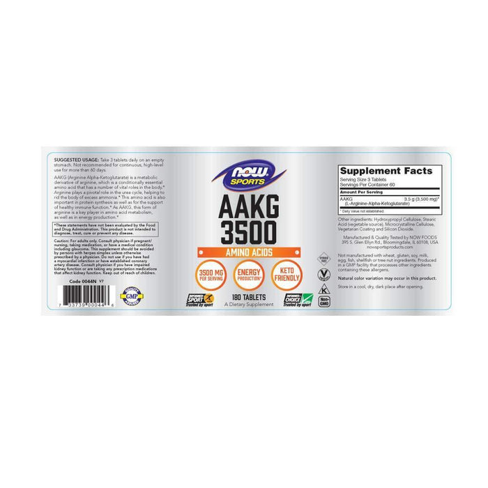 Now Foods - AAKG 3500 - 180 Tabletas