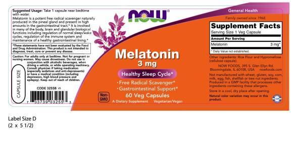 Now Foods - Melatonina 3mg - 60 Cápsulas