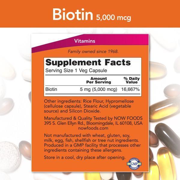 Now Foods - Biotina 5000mcg - 120 Cápsulas