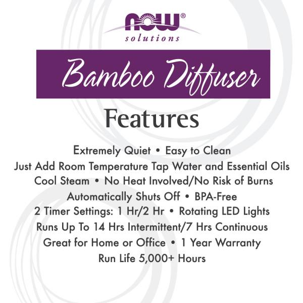 Now Foods - Difusor Ultrasónico para Aceites Esenciales con Apariencia de Bambú