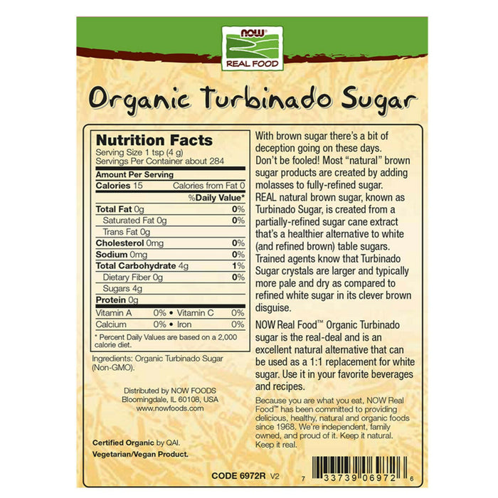 Now Foods - Azúcar Turbinado Orgánica 1134g