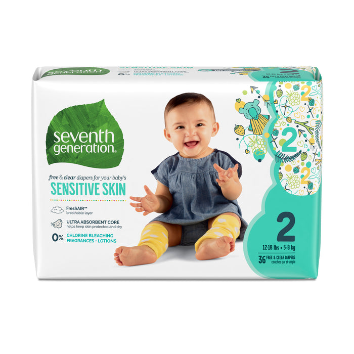 Seventh Generation - Pañales para Bebé Libres de Cloro - Etapa 2 - 36 piezas