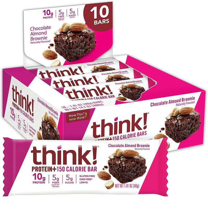 Think - Barras Proteicas Sabor Chocolate y Almendras 400g (10 piezas de 40g c/u)