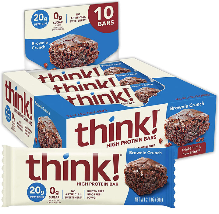 Think - Barras Proteicas Sabor Brownie 600g (10 piezas de 60g c/u)